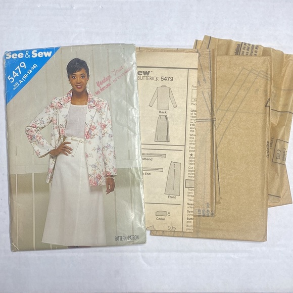 Vintage Butterick #5479 UNCUT & CUT PATTERN Pieces Sizes 10-14 - Picture 3 of 3
